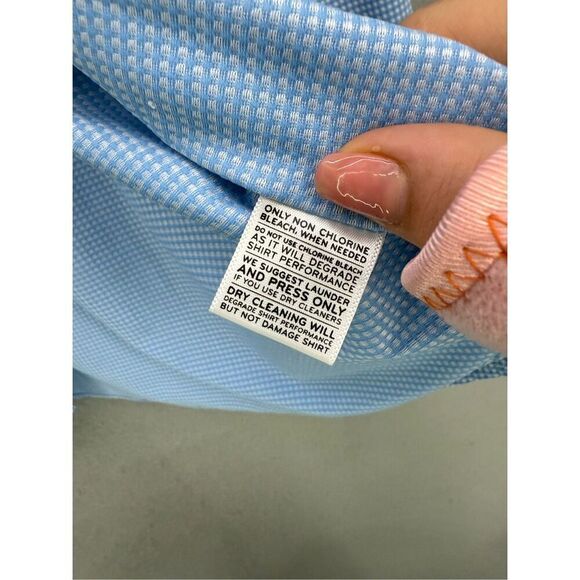 Mizzen + Main Mens Blue White Jacquard Micro Gingham Button-up Shirt Large - Picture 4 of 9